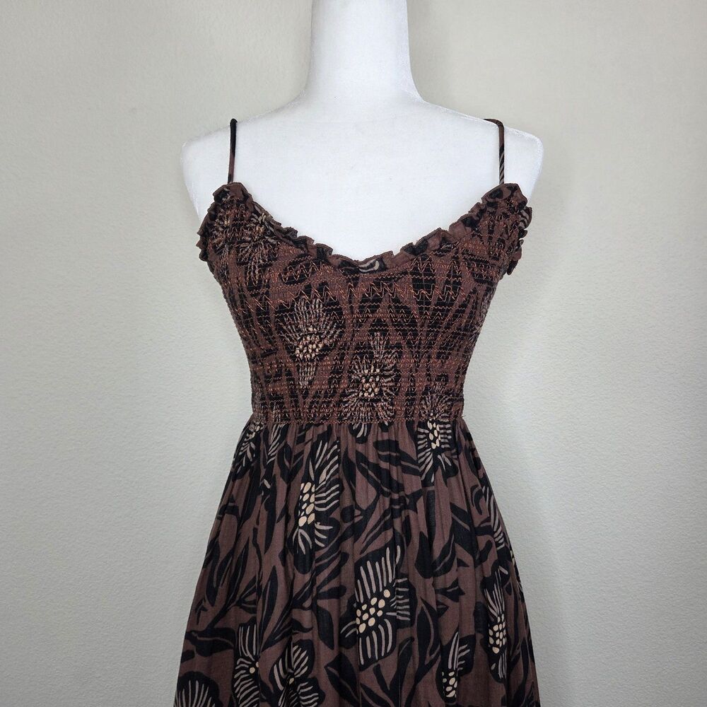 Free People Sweet Nothing Midi/Maxi Dress Women Med Brown Patina Combo Vacation - Picture 7 of 15
